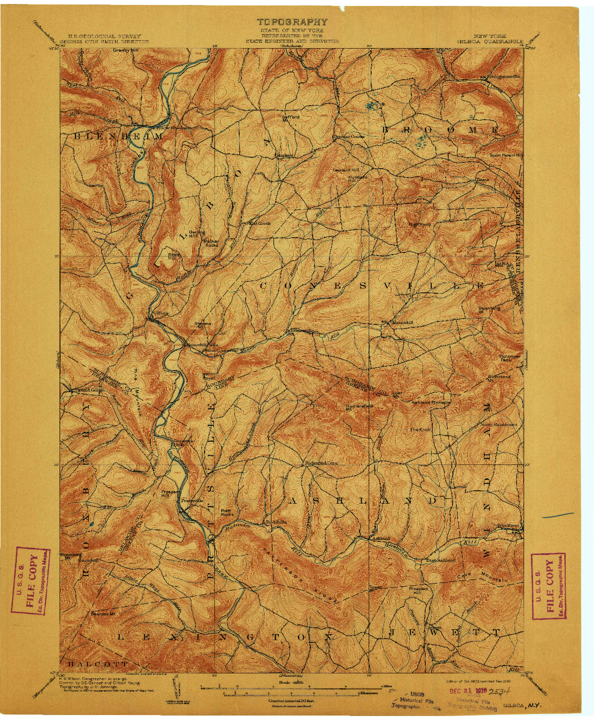 USGS 1:62500-SCALE QUADRANGLE FOR GILBOA, NY 1903