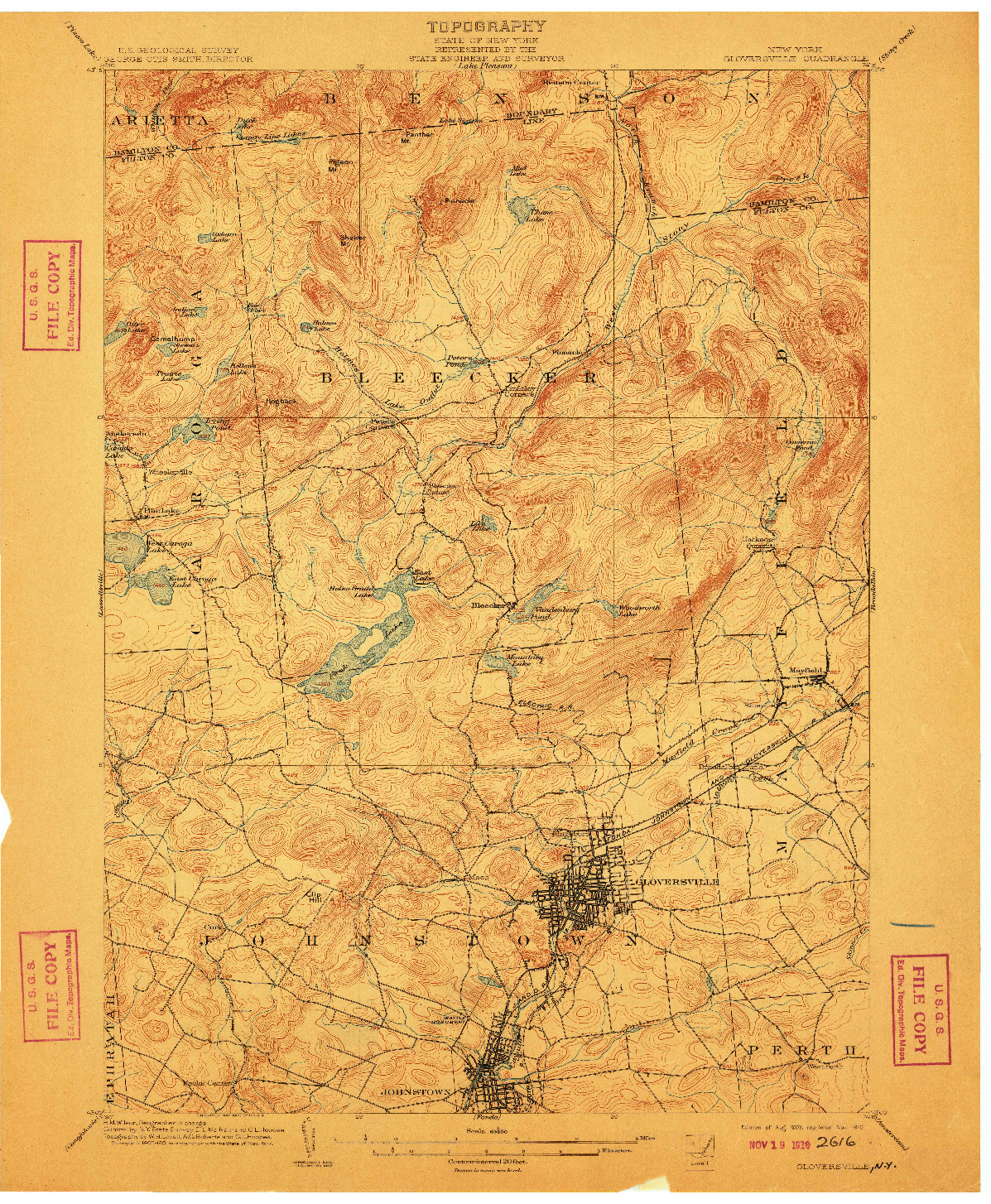 USGS 1:62500-SCALE QUADRANGLE FOR GLOVERSVILLE, NY 1903