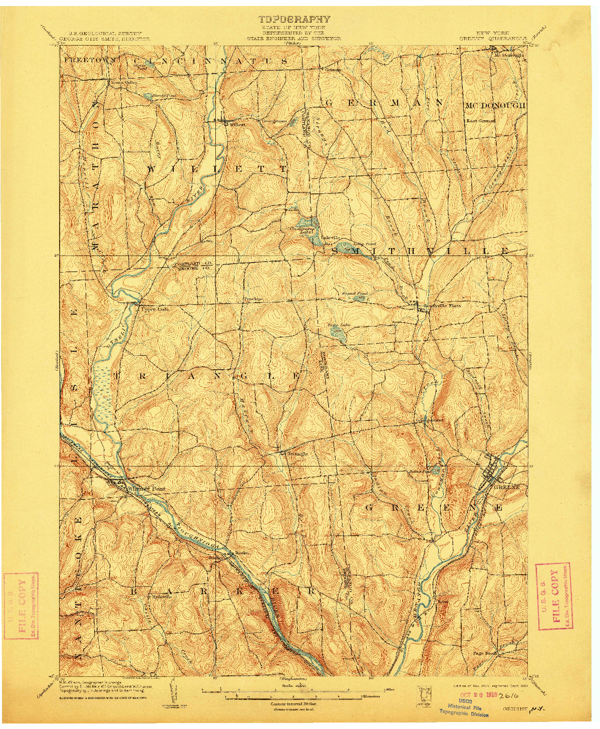 USGS 1:62500-SCALE QUADRANGLE FOR GREENE, NY 1904