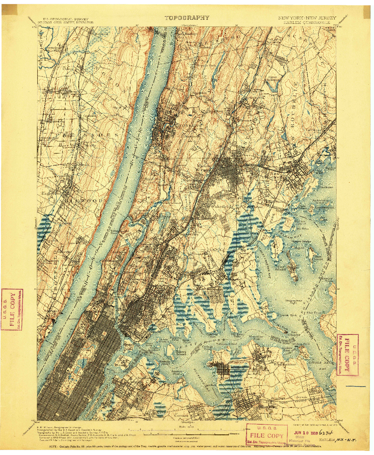 USGS 1:62500-SCALE QUADRANGLE FOR HARLEM, NY 1900