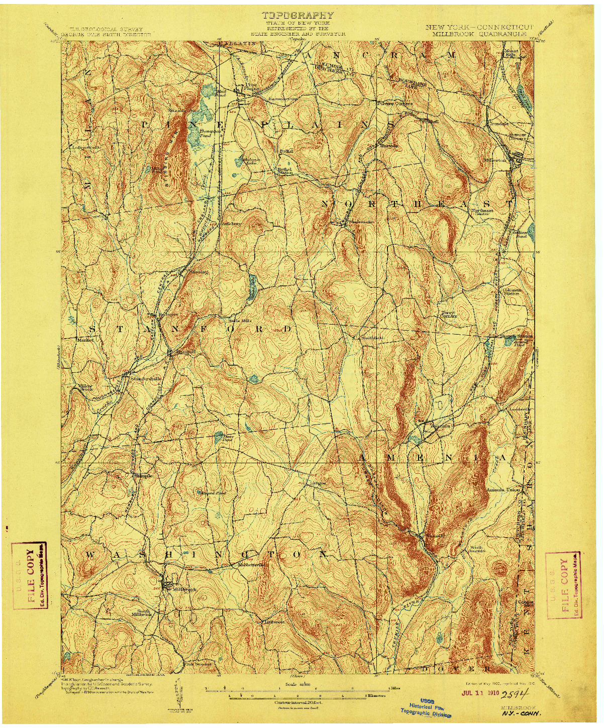USGS 1:62500-SCALE QUADRANGLE FOR MILLBROOK, NY 1902