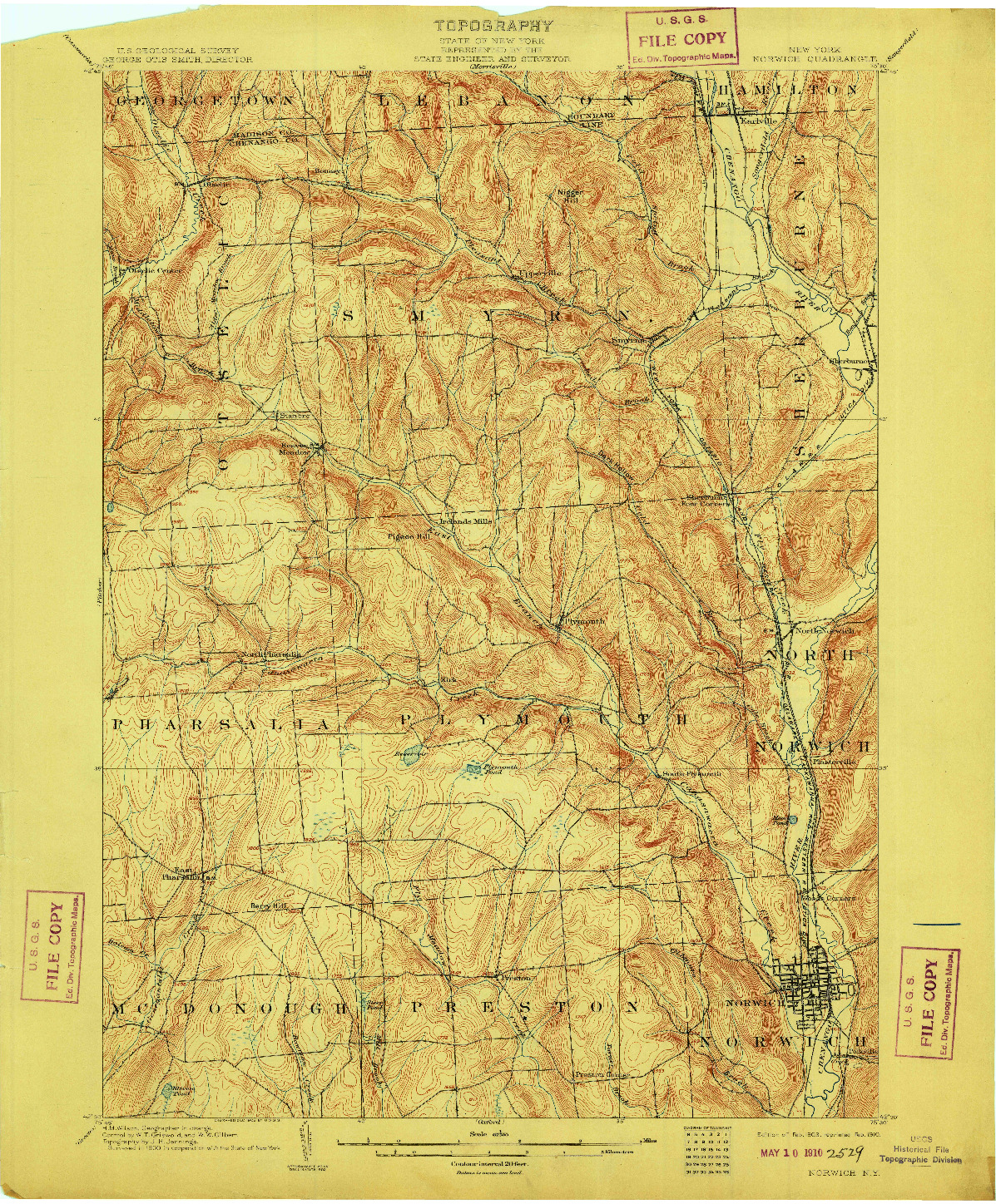 USGS 1:62500-SCALE QUADRANGLE FOR NORWICH, NY 1903