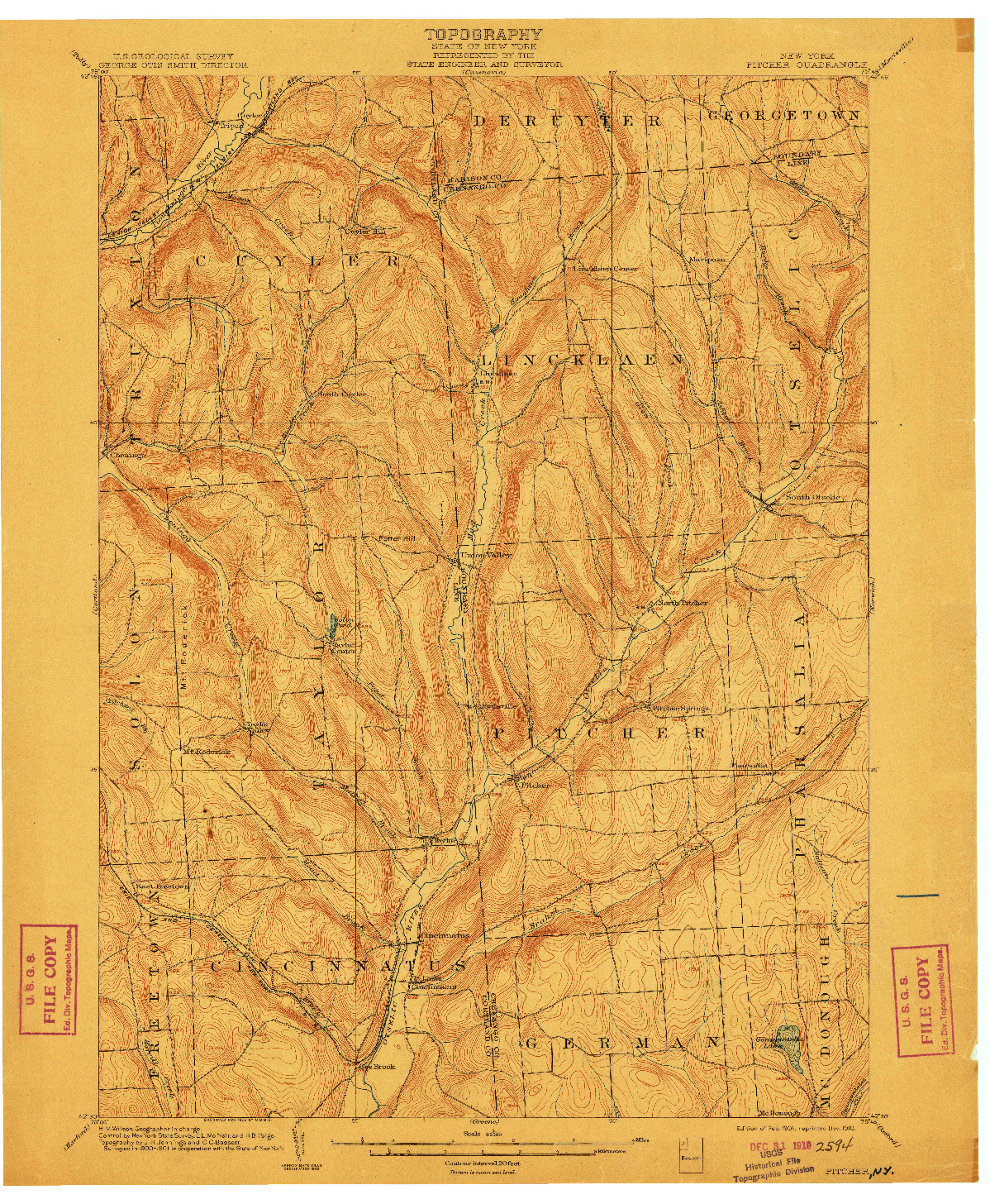 USGS 1:62500-SCALE QUADRANGLE FOR PITCHER, NY 1904