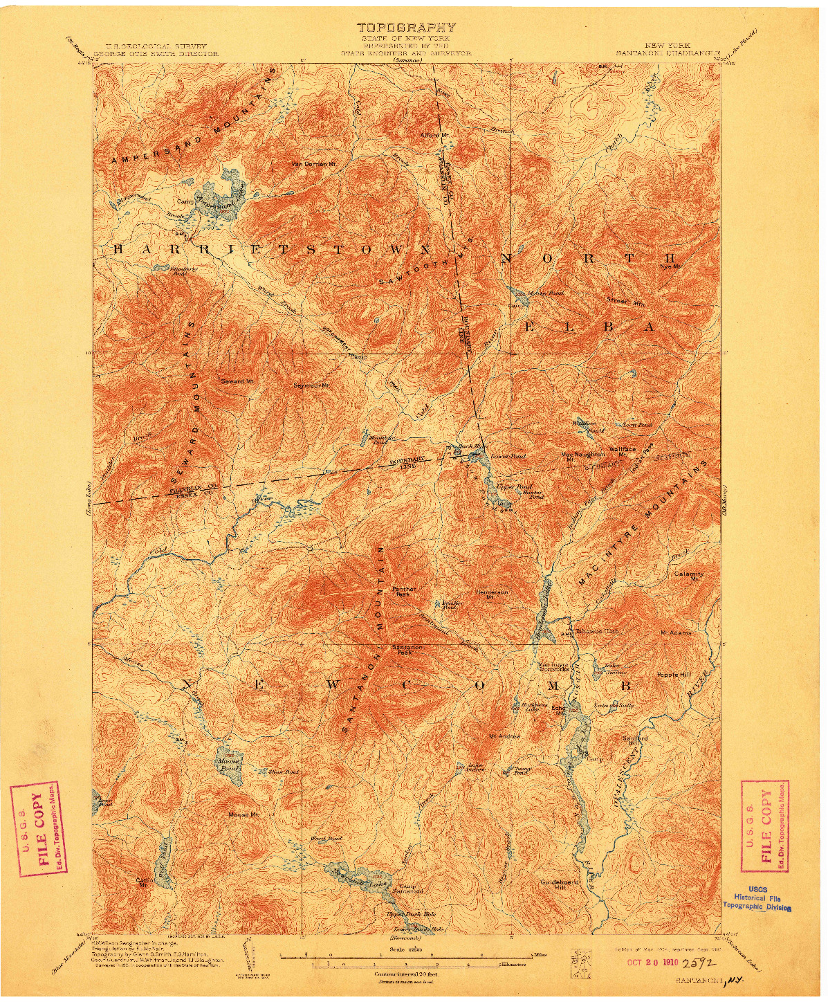 USGS 1:62500-SCALE QUADRANGLE FOR SANTANONI, NY 1904