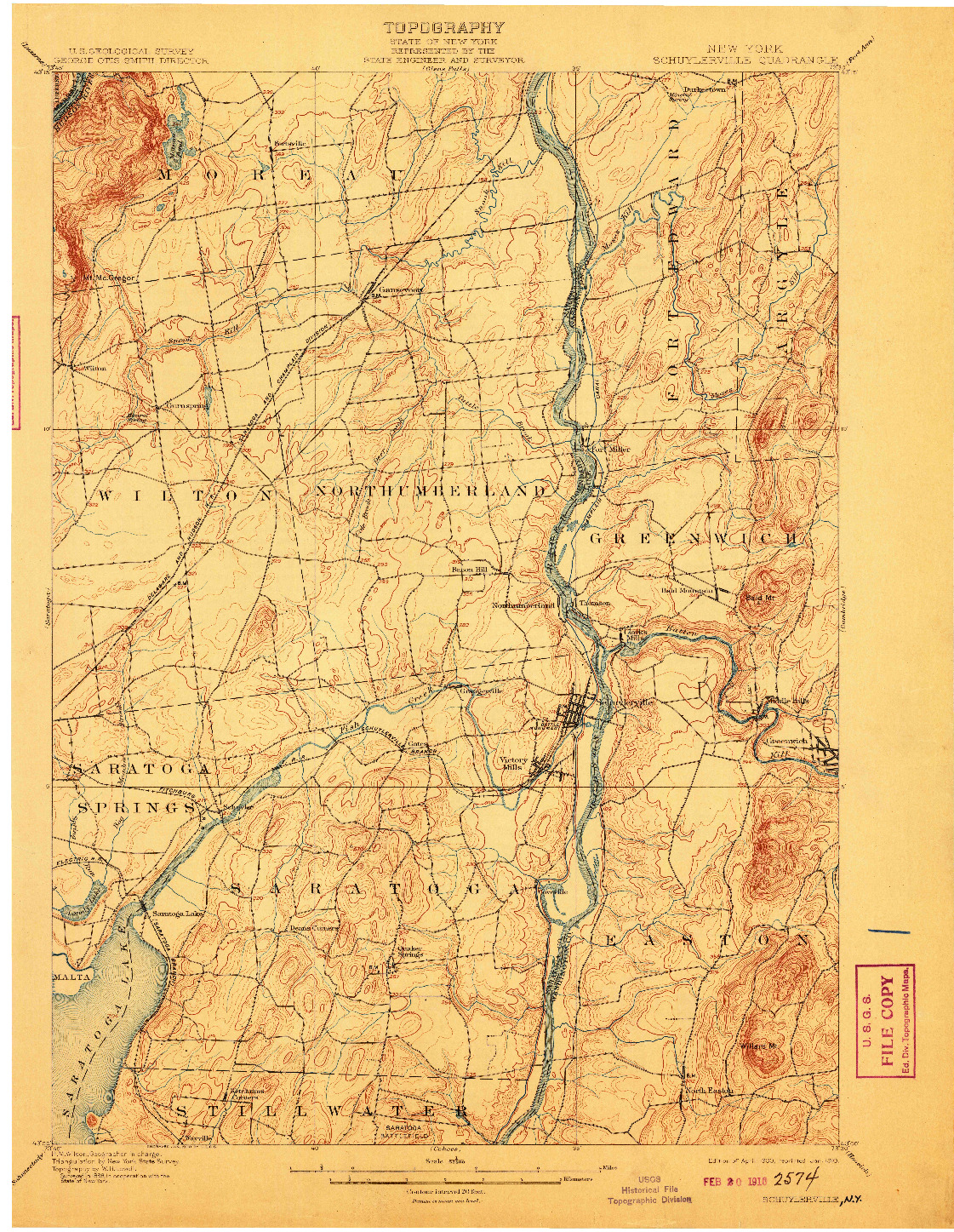 USGS 1:62500-SCALE QUADRANGLE FOR SCHUYLERVILLE, NY 1900