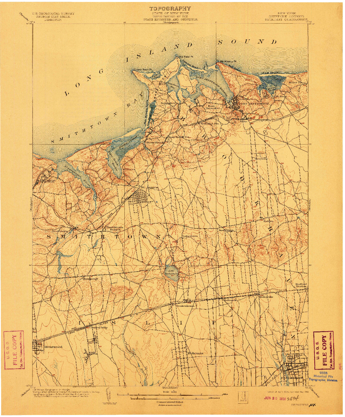 USGS 1:62500-SCALE QUADRANGLE FOR SETAUKET, NY 1904