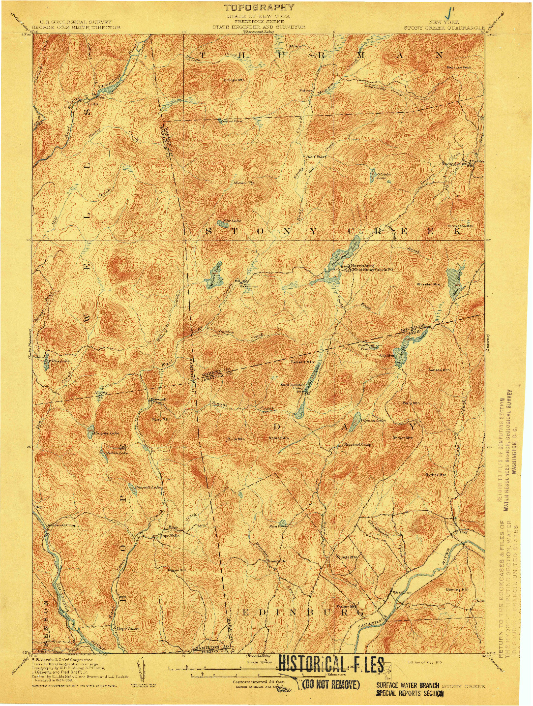 USGS 1:62500-SCALE QUADRANGLE FOR STONY CREEK, NY 1910