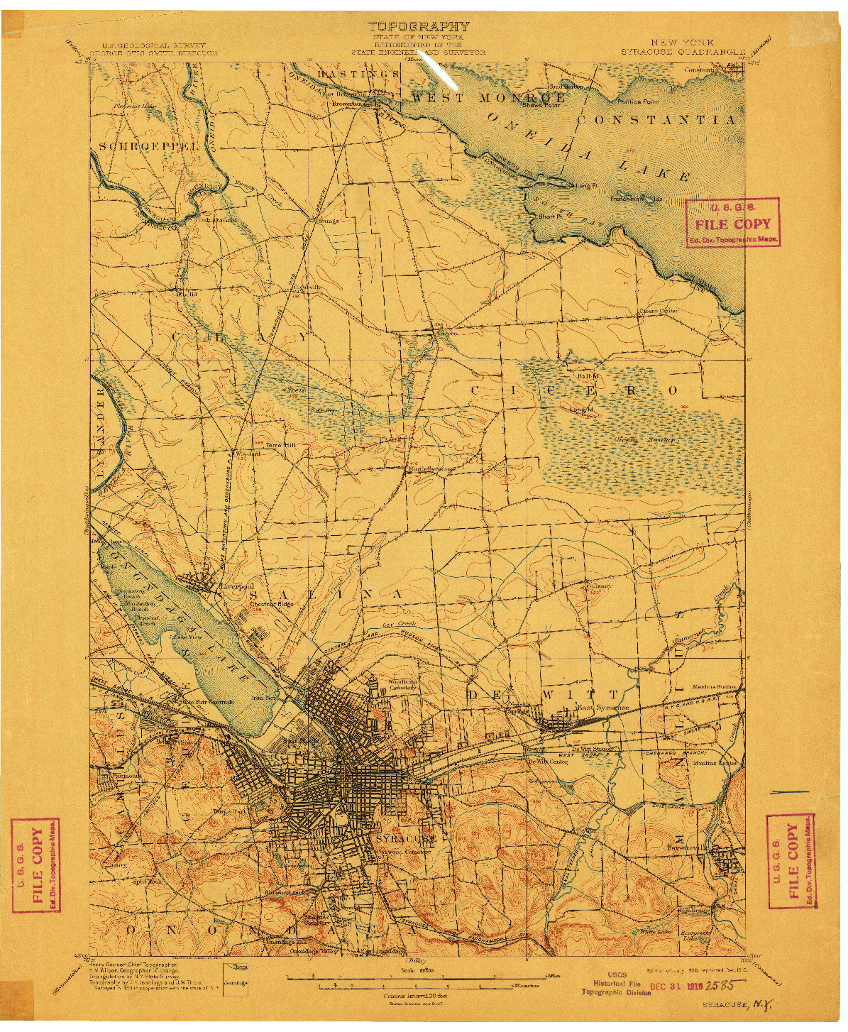 USGS 1:62500-SCALE QUADRANGLE FOR SYRACUSE, NY 1898