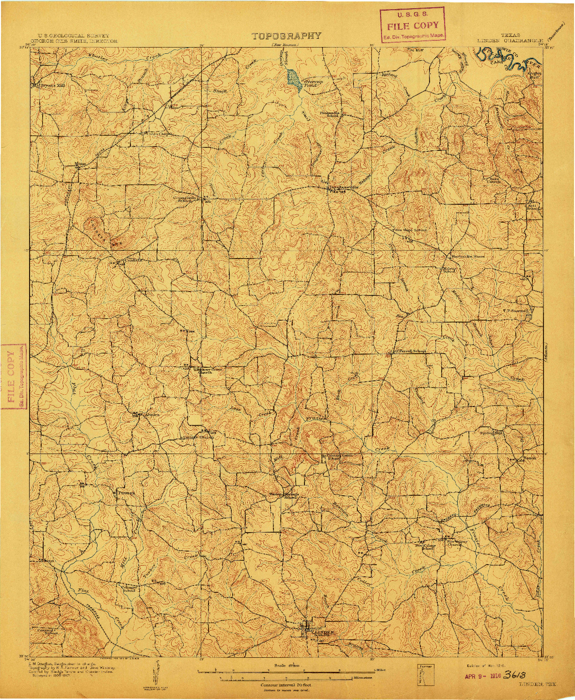 USGS 1:62500-SCALE QUADRANGLE FOR LINDEN, TX 1910