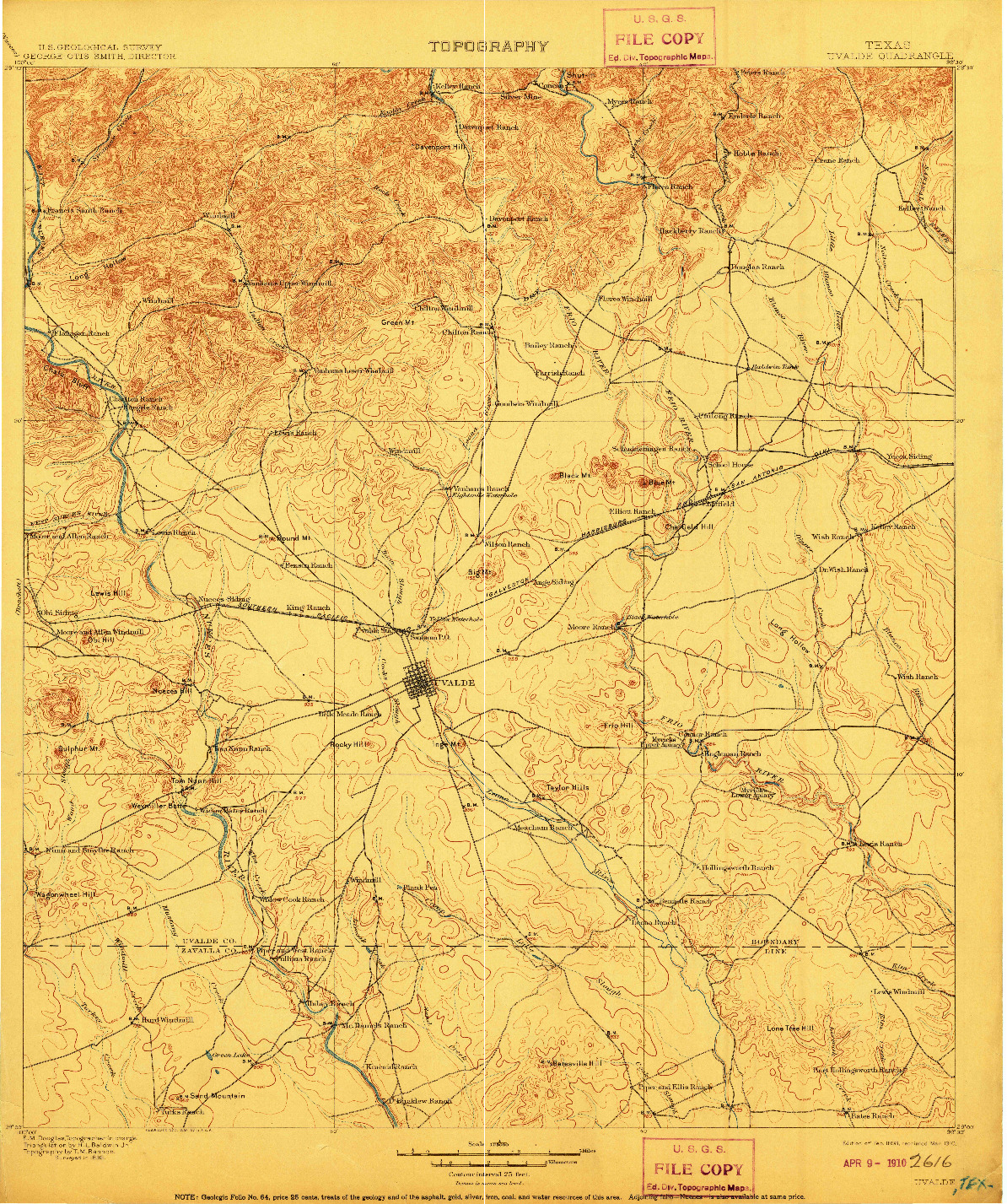 USGS 1:125000-SCALE QUADRANGLE FOR UVALDE, TX 1898