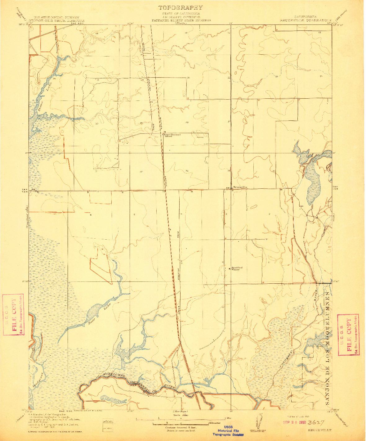 USGS 1:31680-SCALE QUADRANGLE FOR BRUCEVILLE, CA 1910