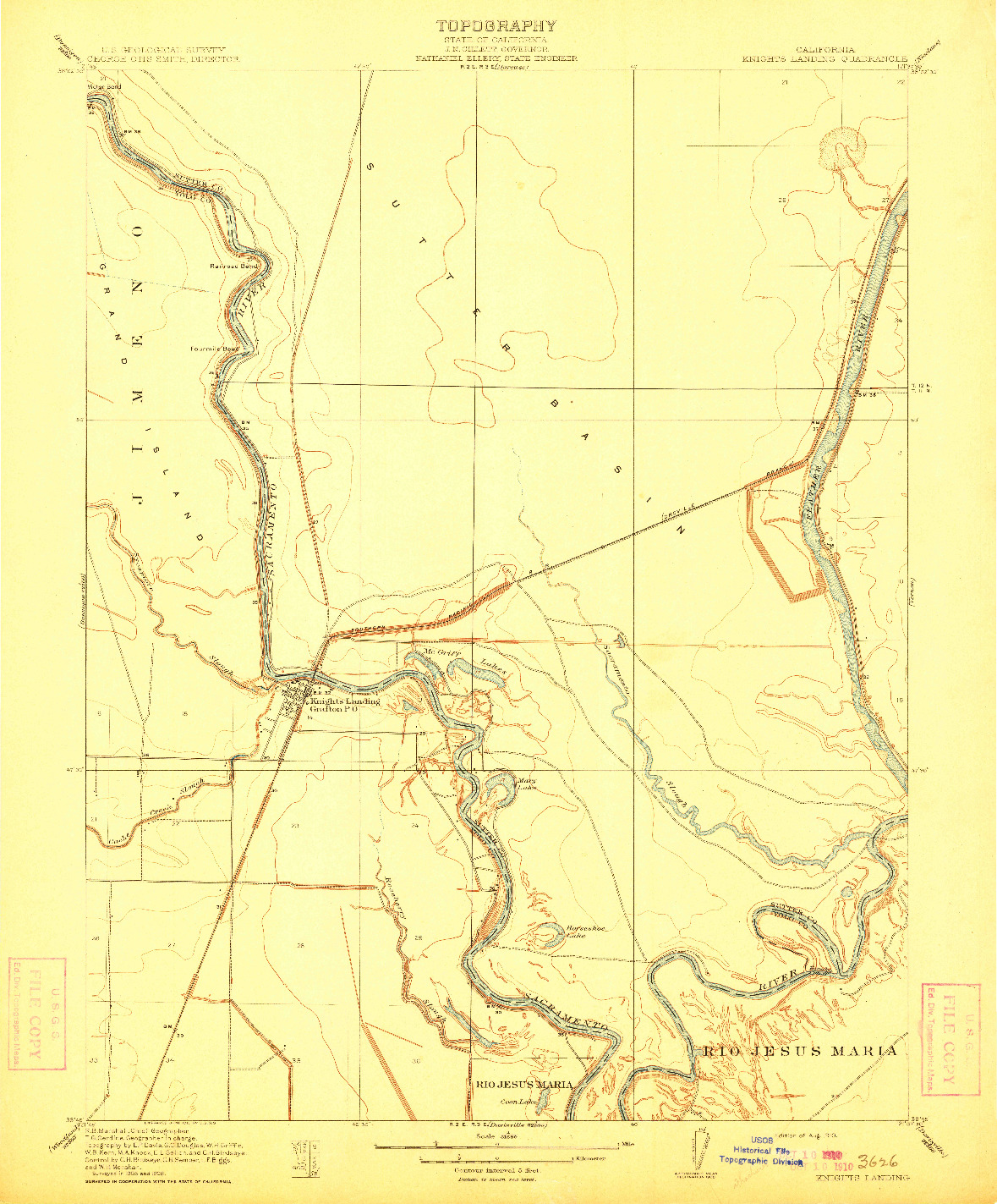 USGS 1:31680-SCALE QUADRANGLE FOR KNIGHTS LANDING, CA 1910