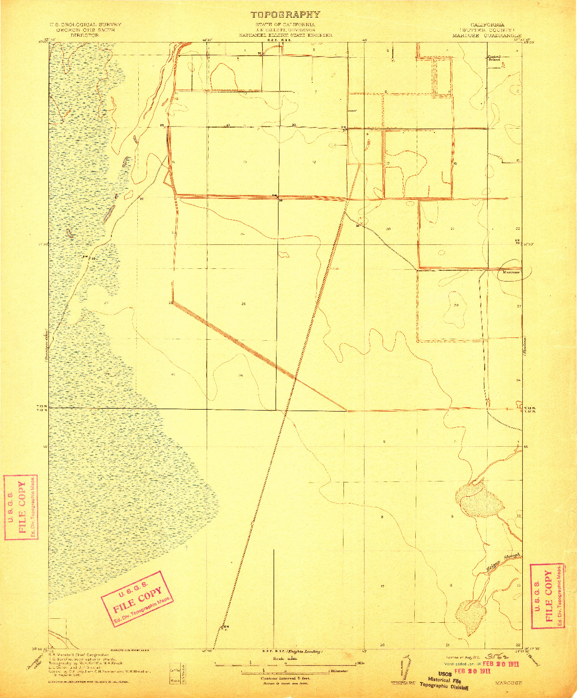 USGS 1:31680-SCALE QUADRANGLE FOR MARCUSE, CA 1910
