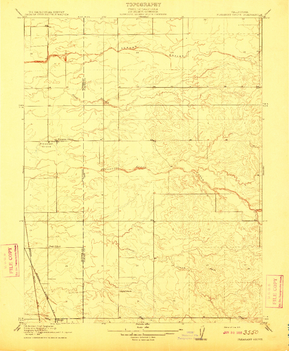 USGS 1:31680-SCALE QUADRANGLE FOR PLEASANT GROVE, CA 1910