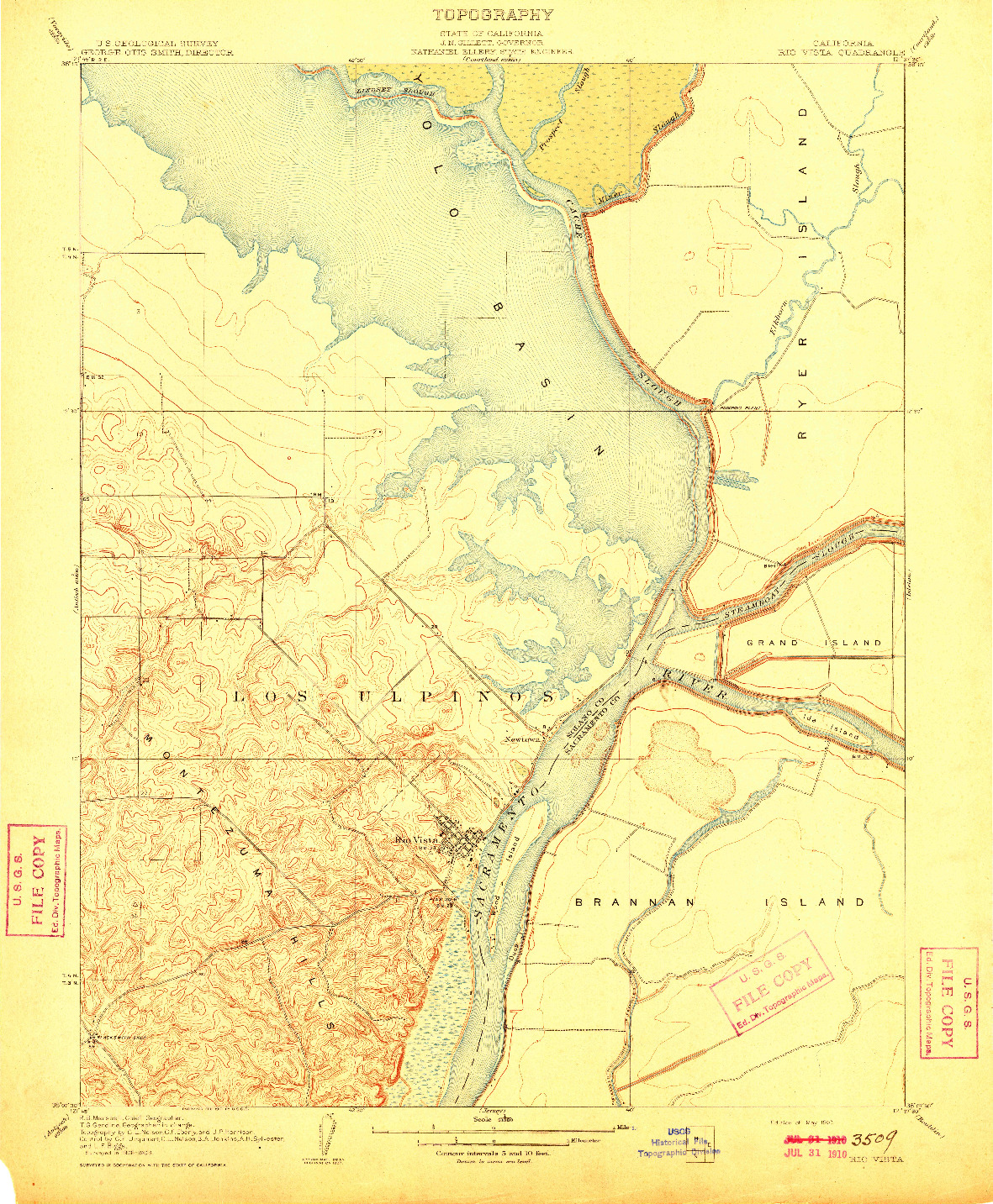 USGS 1:31680-SCALE QUADRANGLE FOR RIO VISTA, CA 1910