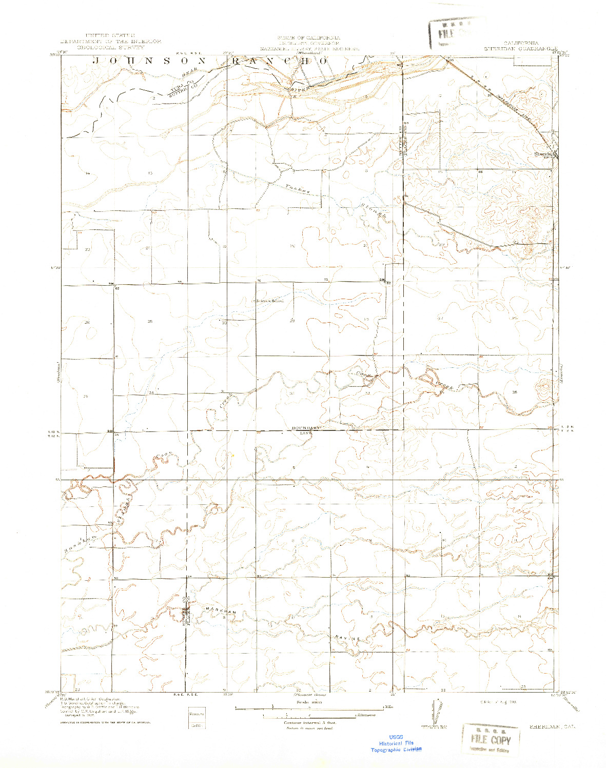 USGS 1:31680-SCALE QUADRANGLE FOR SHERIDAN, CA 1910