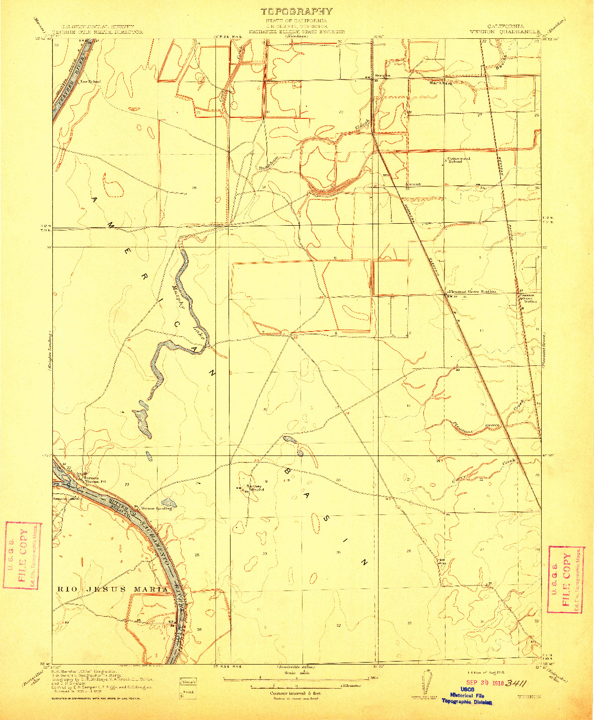 USGS 1:31680-SCALE QUADRANGLE FOR VERNON, CA 1910