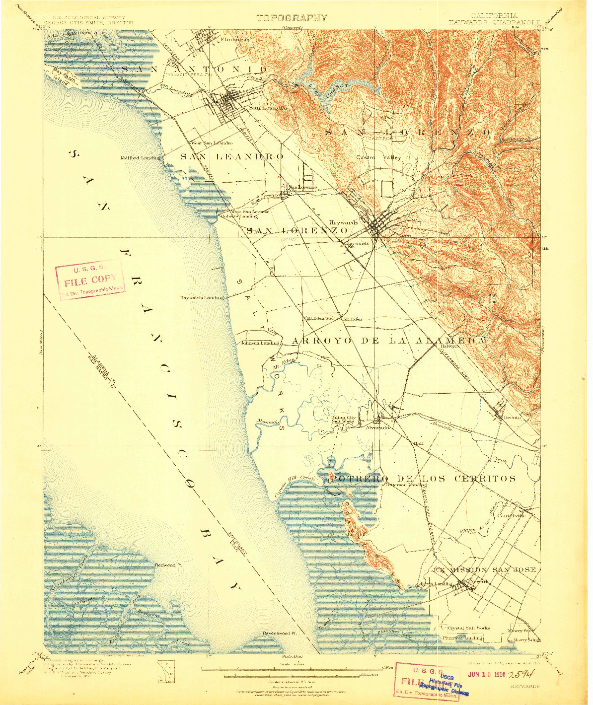 USGS 1:62500-SCALE QUADRANGLE FOR HAYWARDS, CA 1899