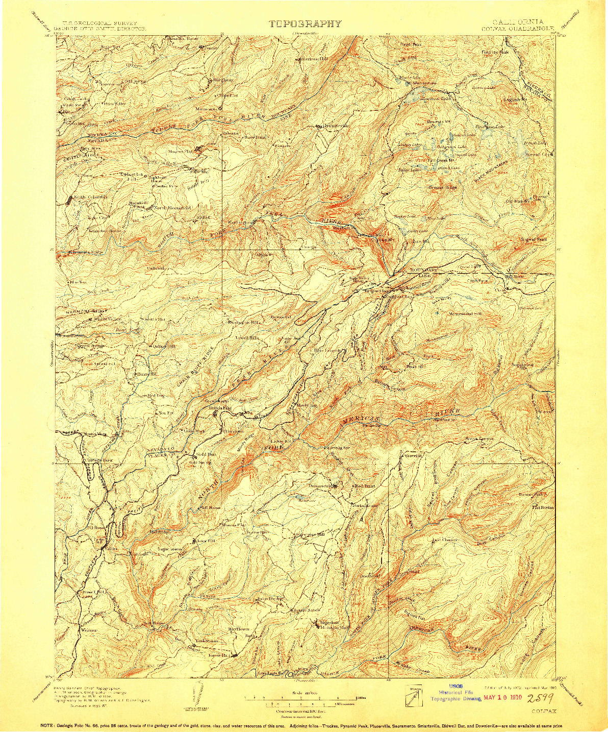 USGS 1:125000-SCALE QUADRANGLE FOR COLFAX, CA 1902