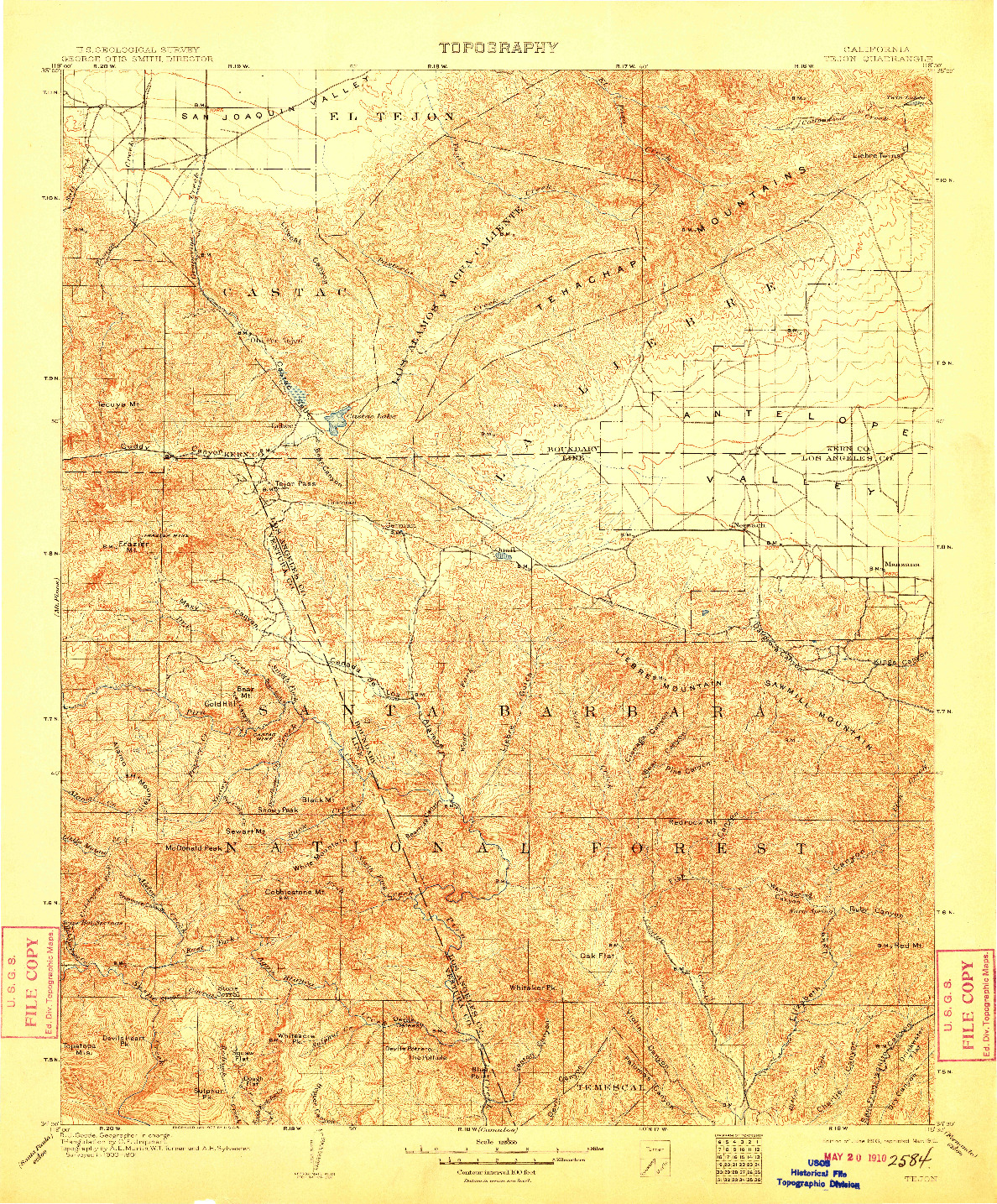 USGS 1:125000-SCALE QUADRANGLE FOR TEJON, CA 1903