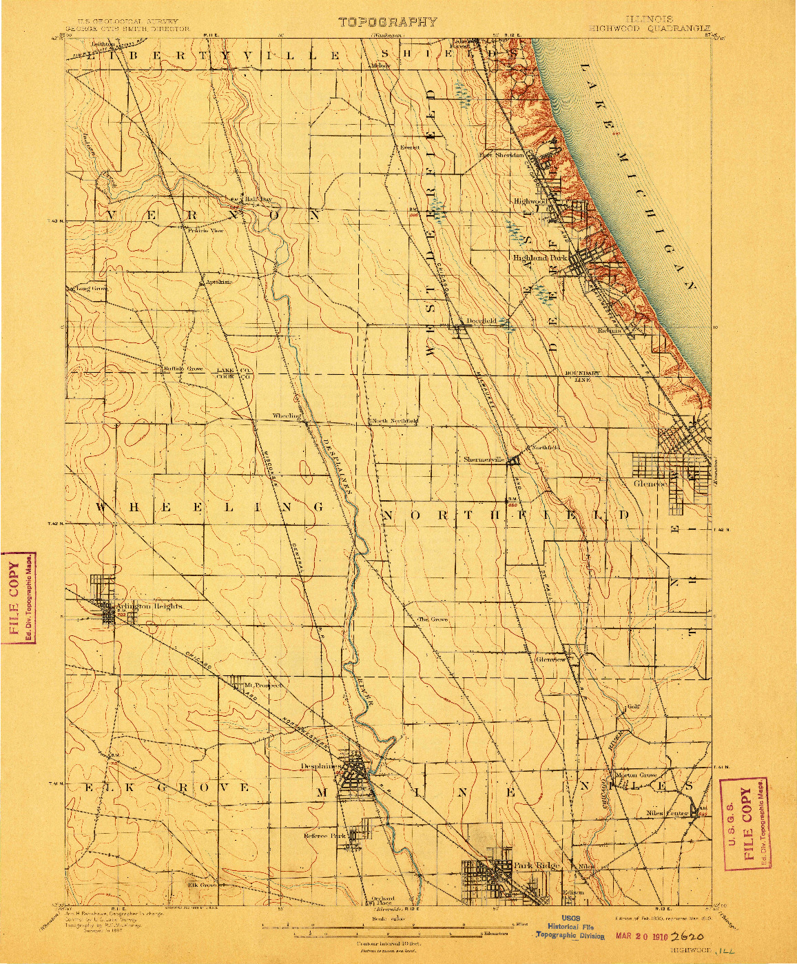 USGS 1:62500-SCALE QUADRANGLE FOR HIGHWOOD, IL 1900