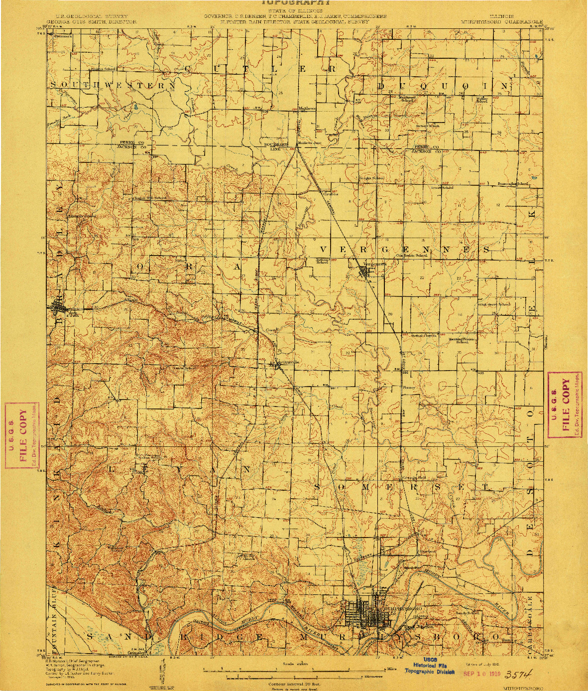USGS 1:62500-SCALE QUADRANGLE FOR MURPHYSBORO, IL 1910