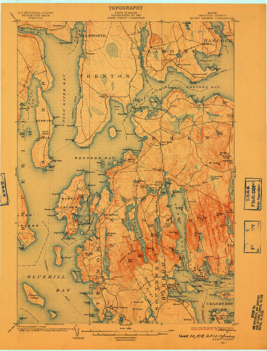 USGS 1:62500-SCALE QUADRANGLE FOR MOUNT DESERT, ME 1904