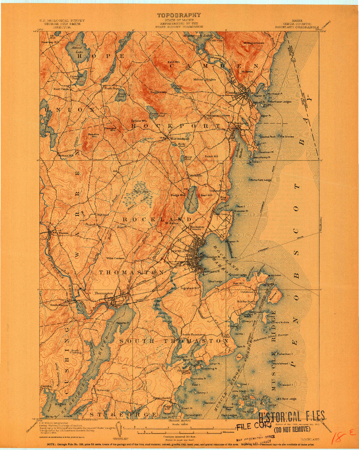 USGS 1:62500-SCALE QUADRANGLE FOR ROCKLAND, ME 1906