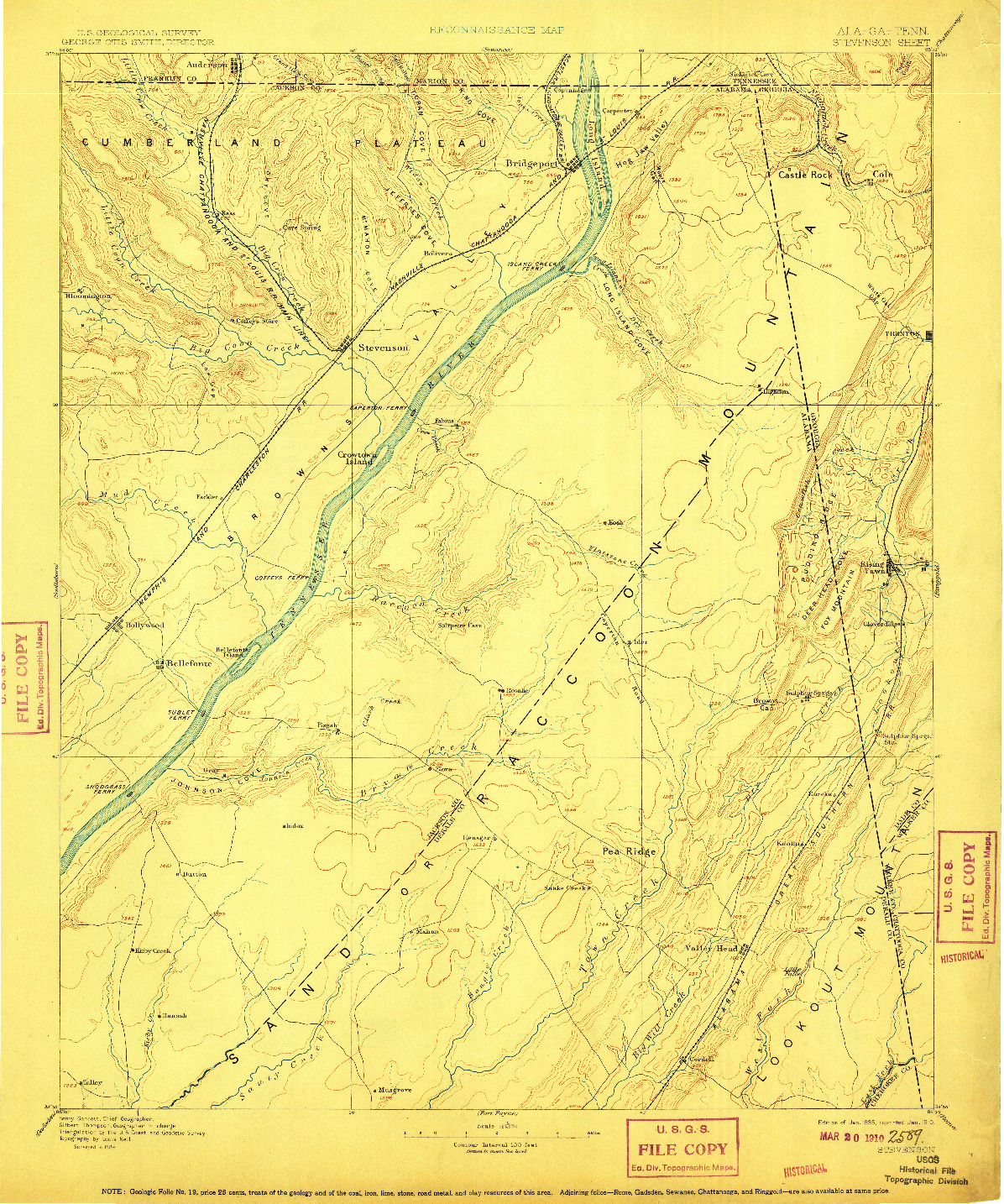 USGS 1:125000-SCALE QUADRANGLE FOR STEVENSON, AL 1895