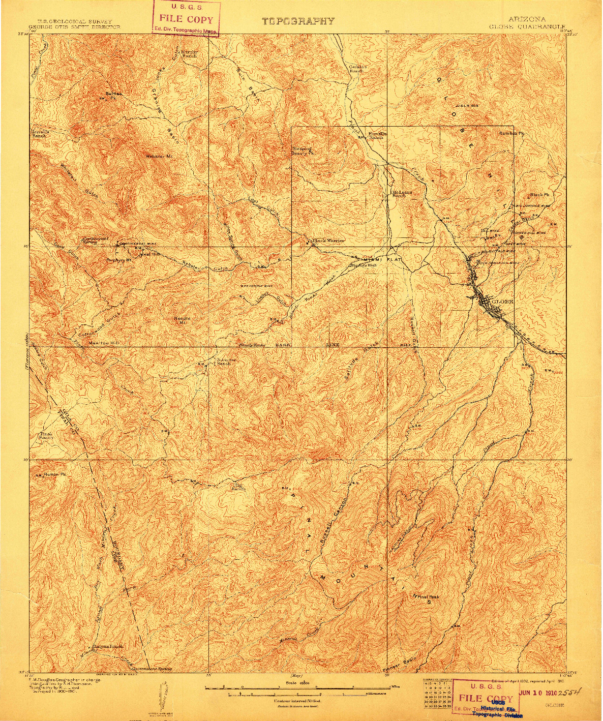 USGS 1:62500-SCALE QUADRANGLE FOR GLOBE, AZ 1902