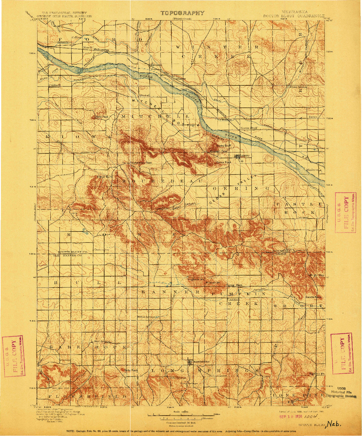 USGS 1:125000-SCALE QUADRANGLE FOR SCOTTS BLUFF, NE 1898