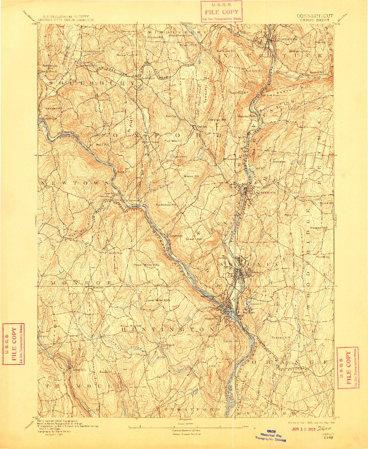 USGS 1:62500-SCALE QUADRANGLE FOR DERBY, CT 1893