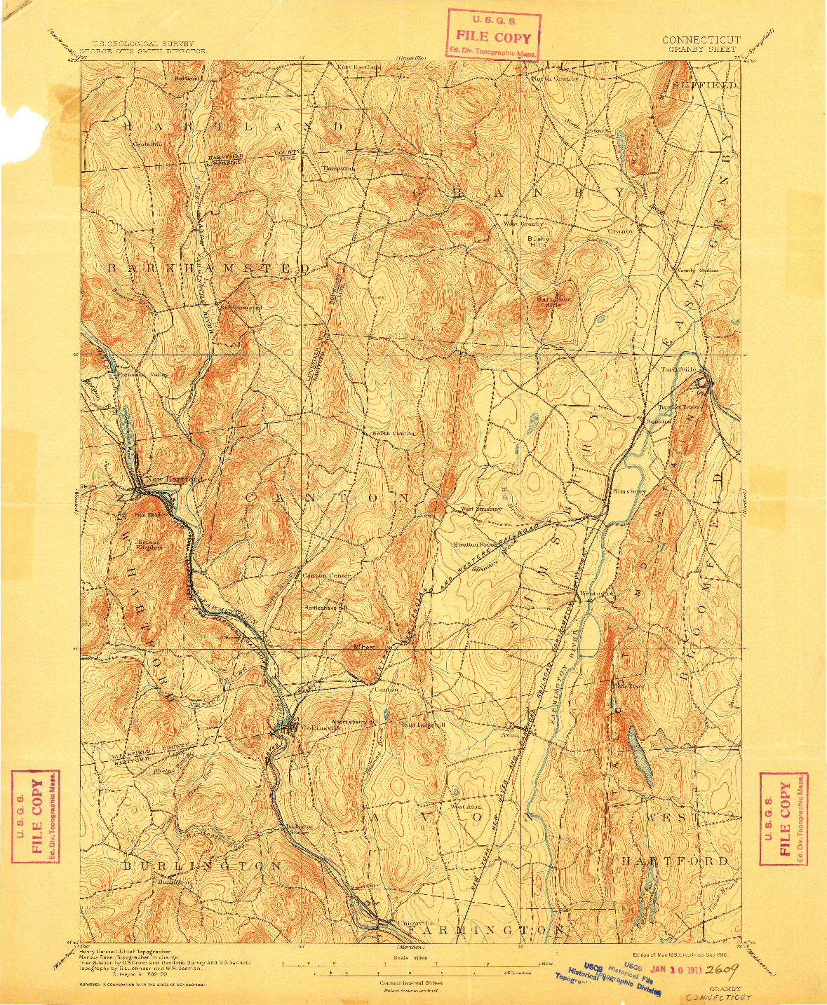 USGS 1:62500-SCALE QUADRANGLE FOR GRANBY, CT 1892