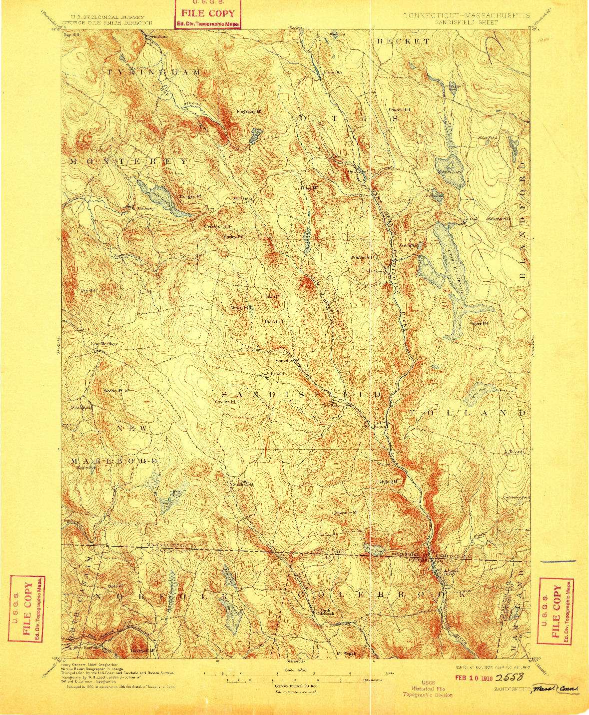 USGS 1:62500-SCALE QUADRANGLE FOR SANDISFIELD, CT 1907