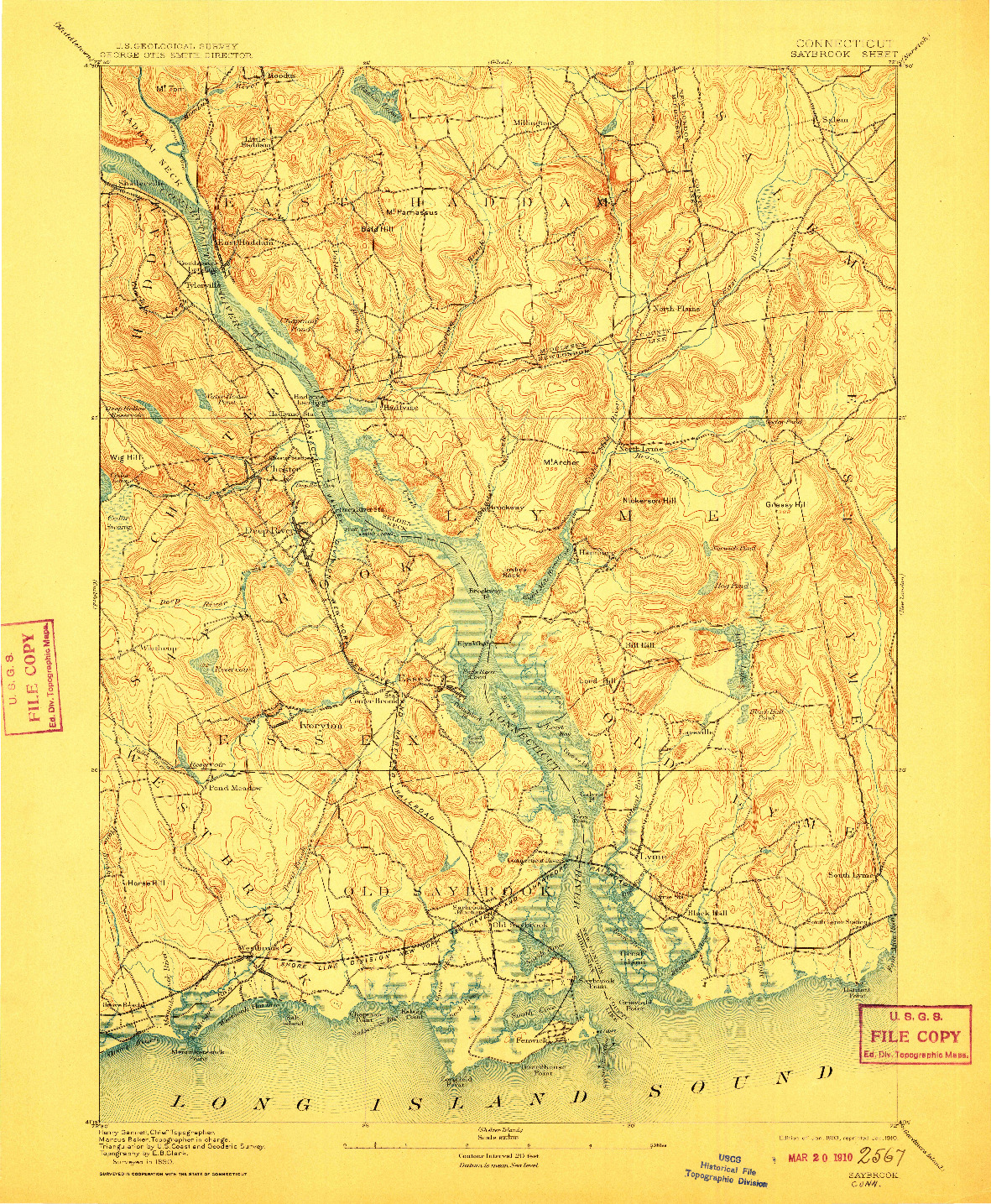 USGS 1:62500-SCALE QUADRANGLE FOR SAYBROOK, CT 1893