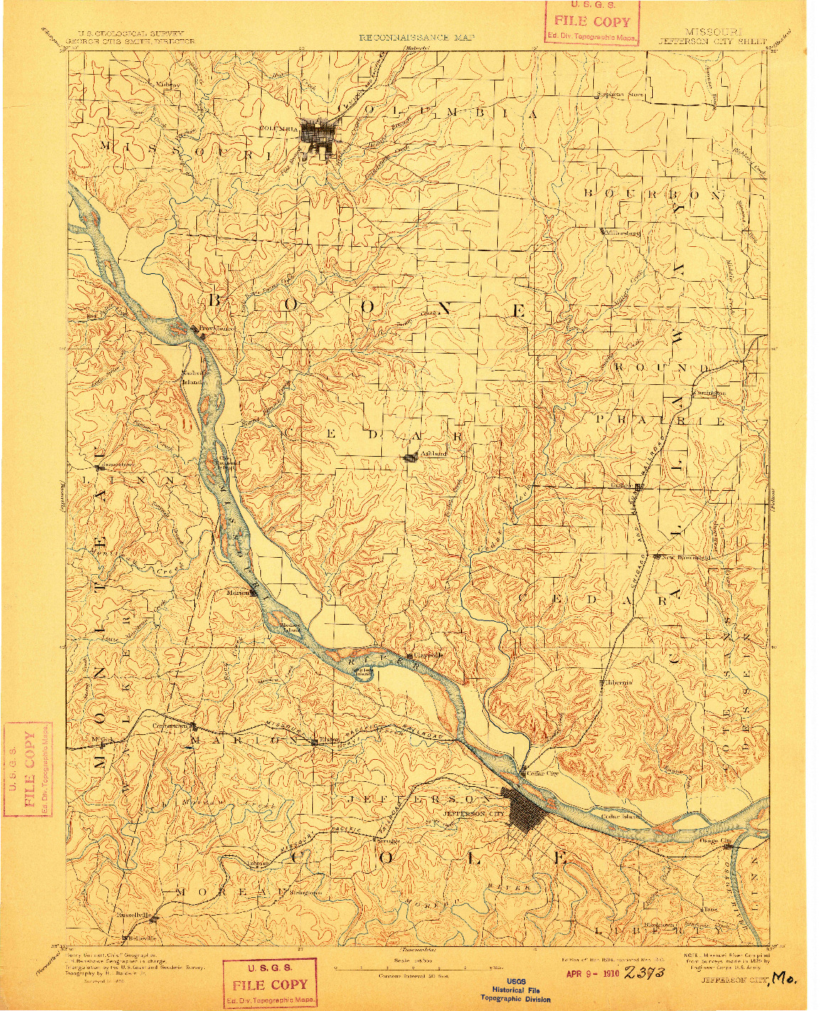 USGS 1:125000-SCALE QUADRANGLE FOR JEFFERSON CITY, MO 1894