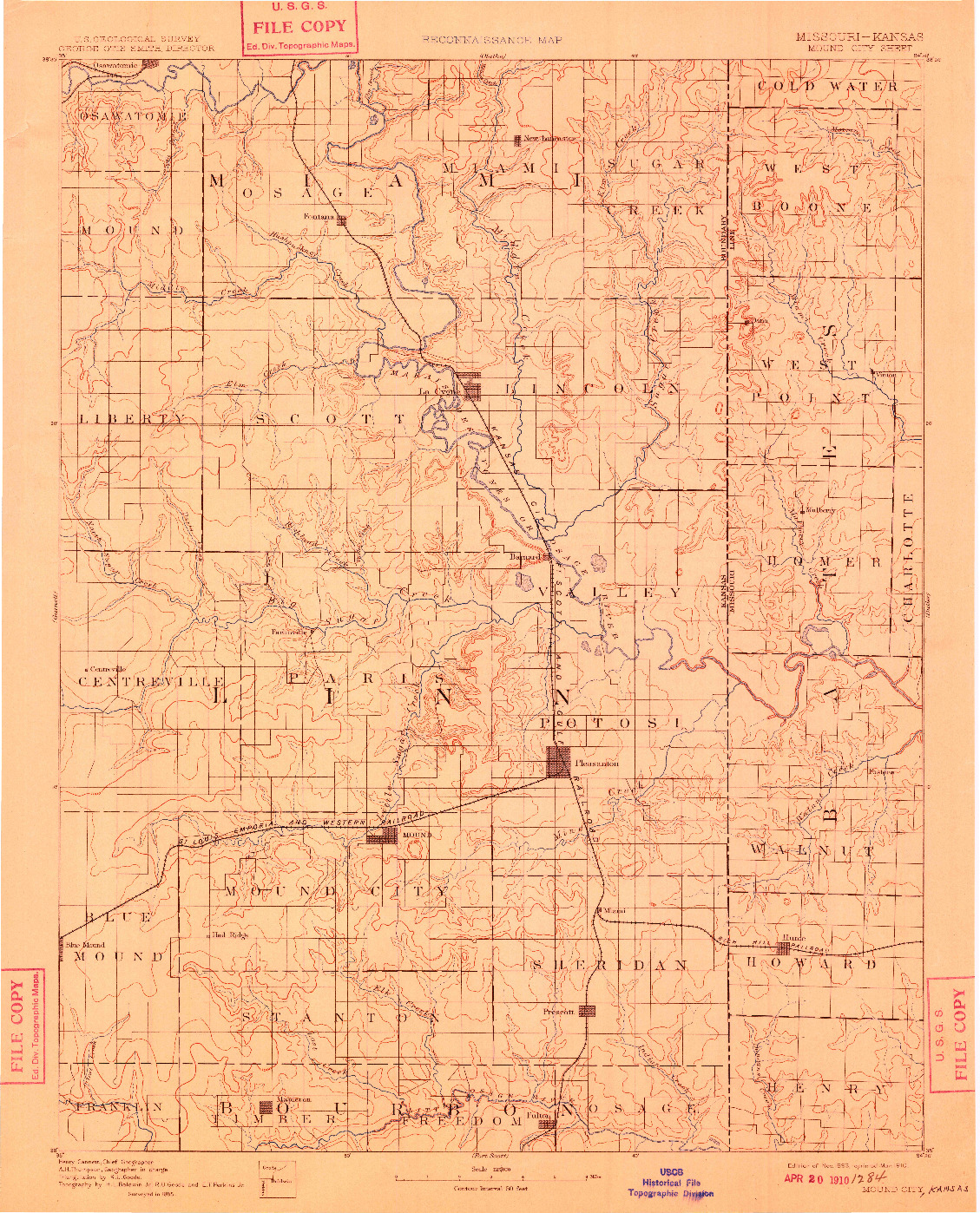 USGS 1:125000-SCALE QUADRANGLE FOR MOUND CITY, MO 1893