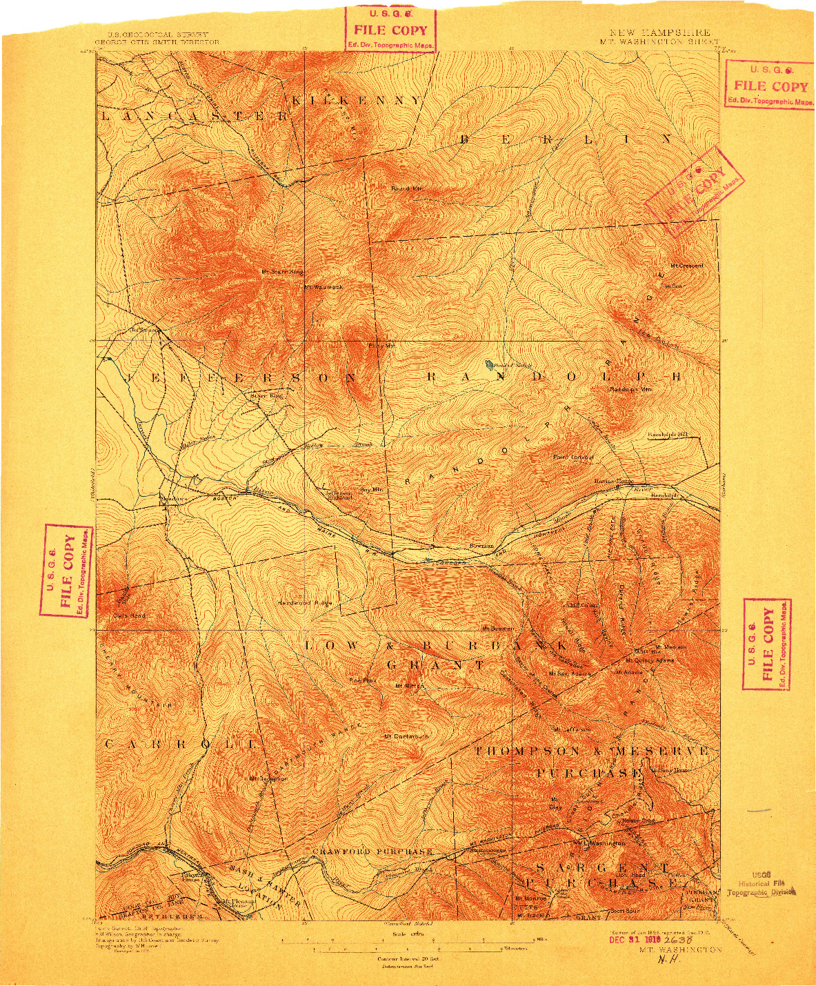 USGS 1:62500-SCALE QUADRANGLE FOR MT. WASHINGTON, NH 1896