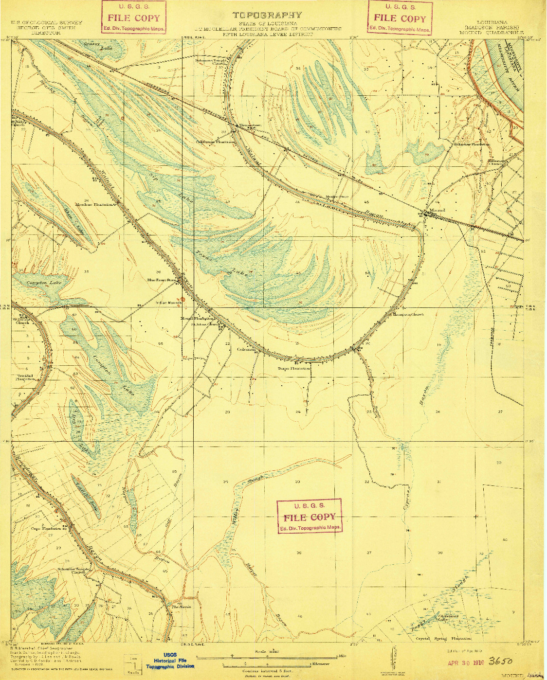 USGS 1:31680-SCALE QUADRANGLE FOR MOUND, LA 1910