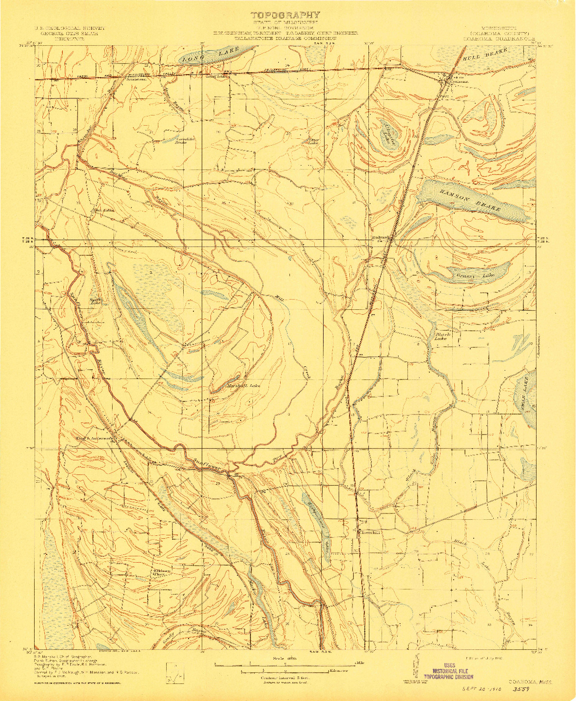 USGS 1:31680-SCALE QUADRANGLE FOR COAHOMA, MS 1910