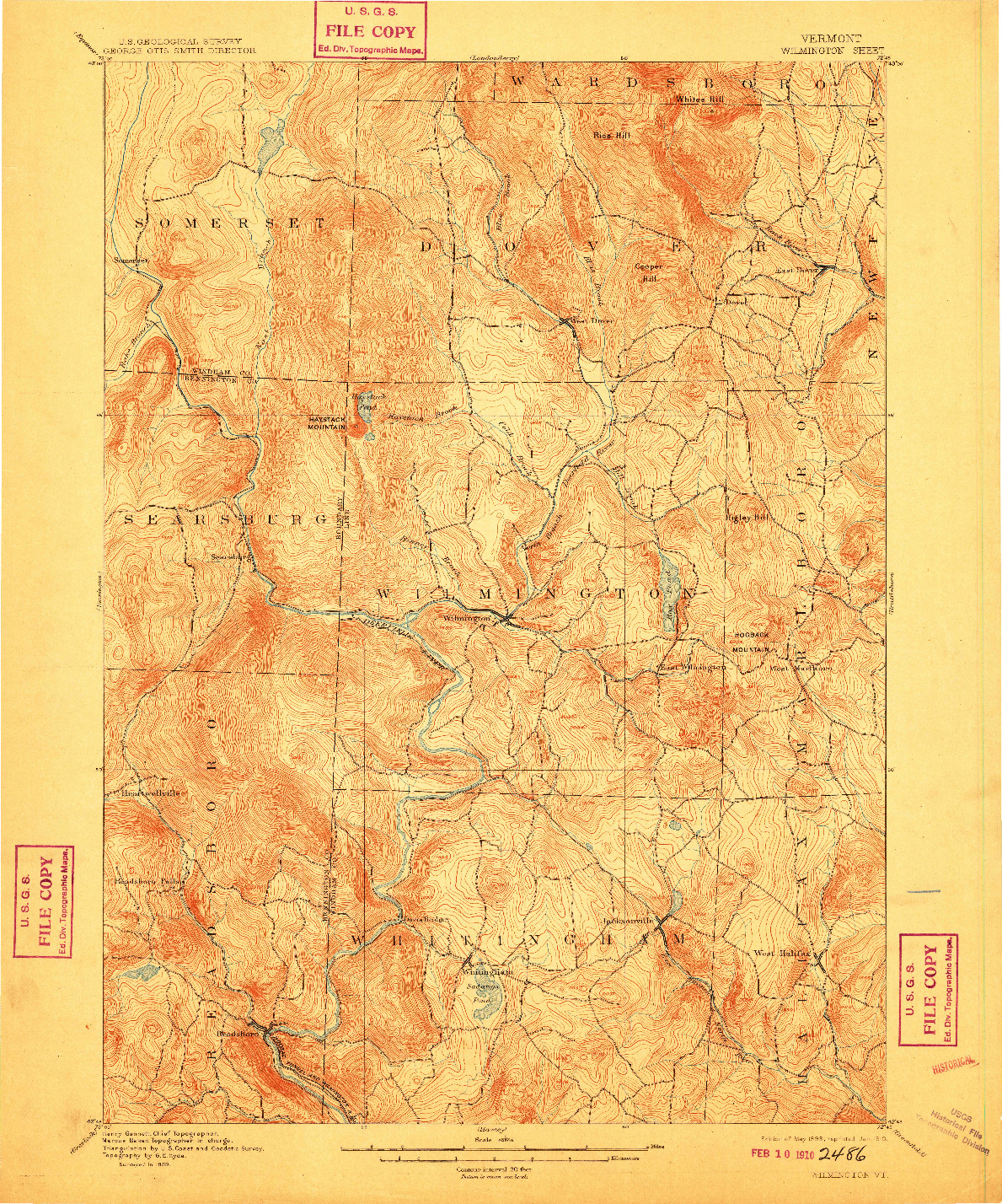 USGS 1:62500-SCALE QUADRANGLE FOR WILMINGTON, VT 1889