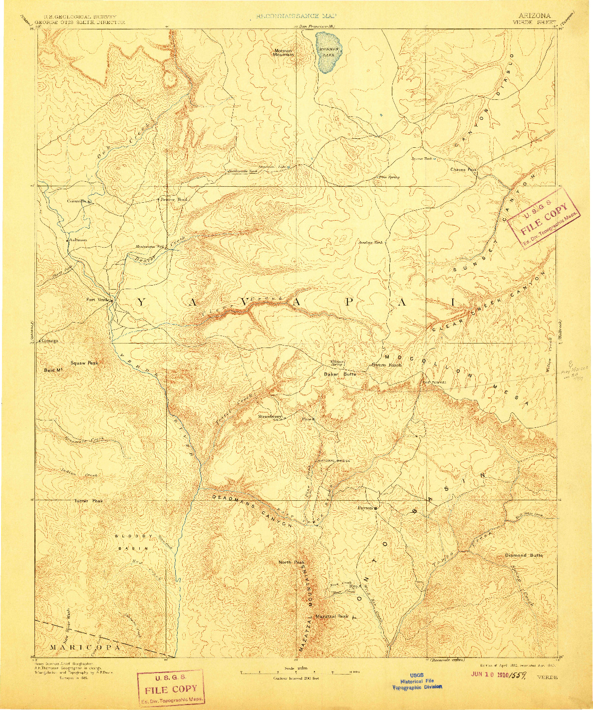 USGS 1:250000-SCALE QUADRANGLE FOR VERDE, AZ 1892