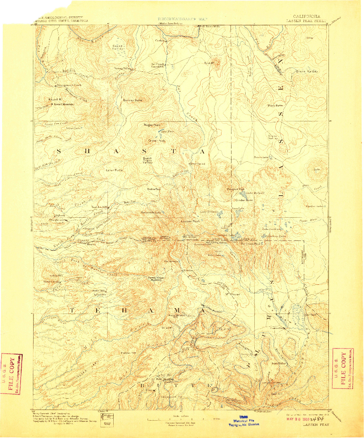 USGS 1:250000-SCALE QUADRANGLE FOR LASSEN PEAK, CA 1894