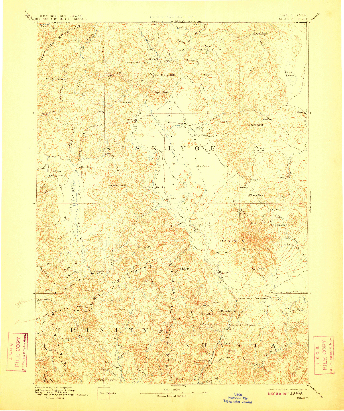 USGS 1:250000-SCALE QUADRANGLE FOR SHASTA, CA 1894