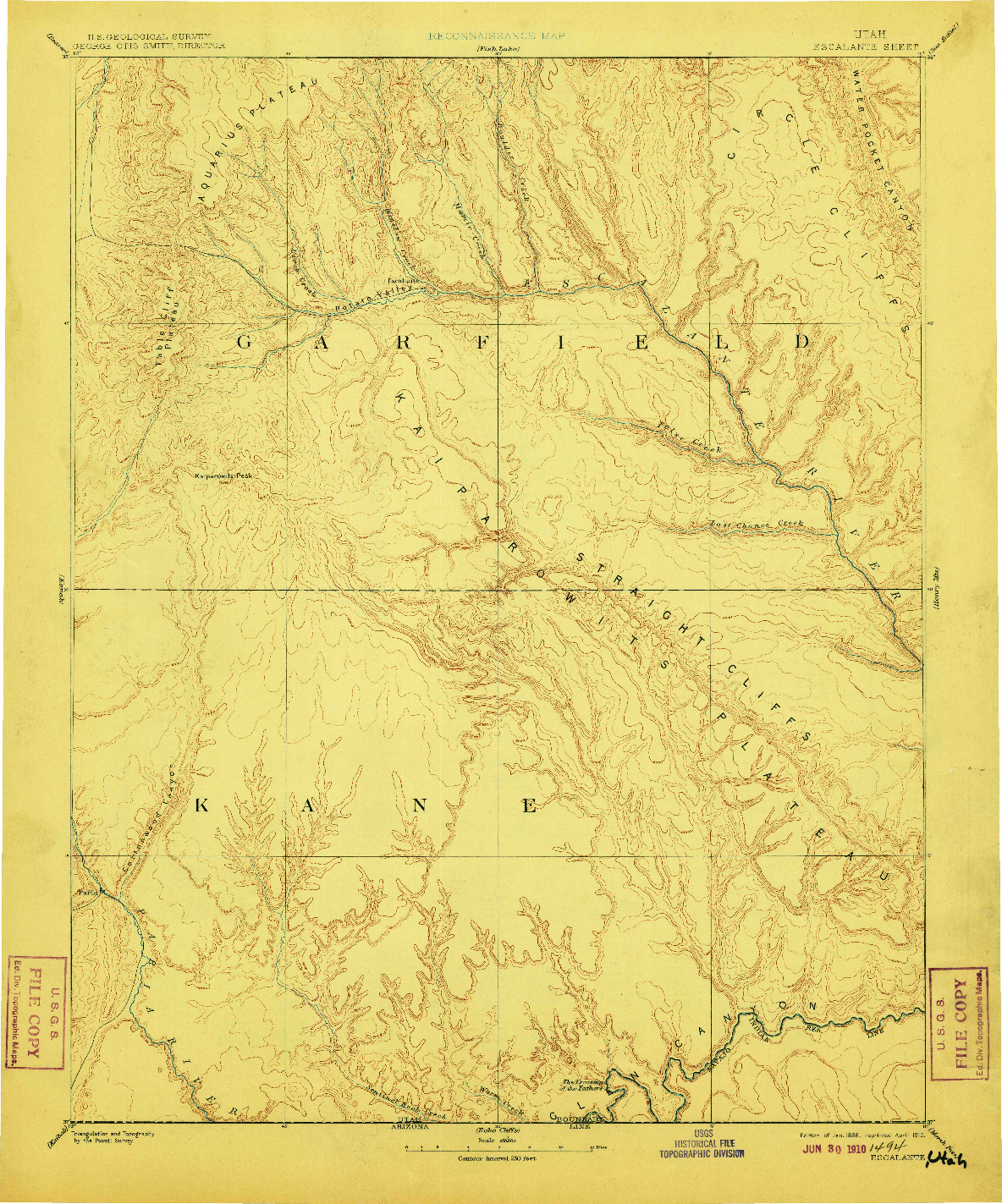 USGS 1:250000-SCALE QUADRANGLE FOR ESCALANTE, UT 1886