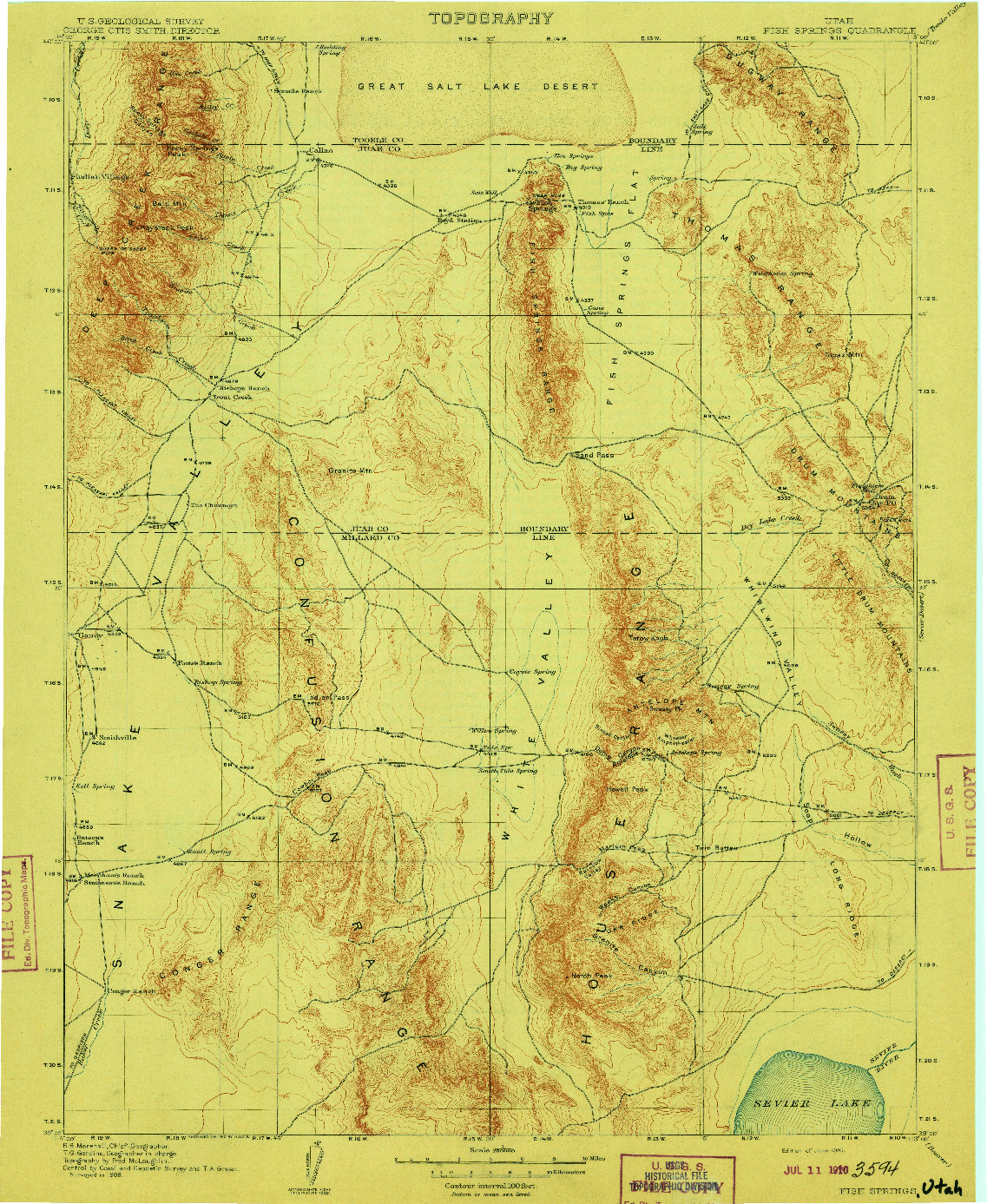 USGS 1:250000-SCALE QUADRANGLE FOR FISH SPRINGS, UT 1910