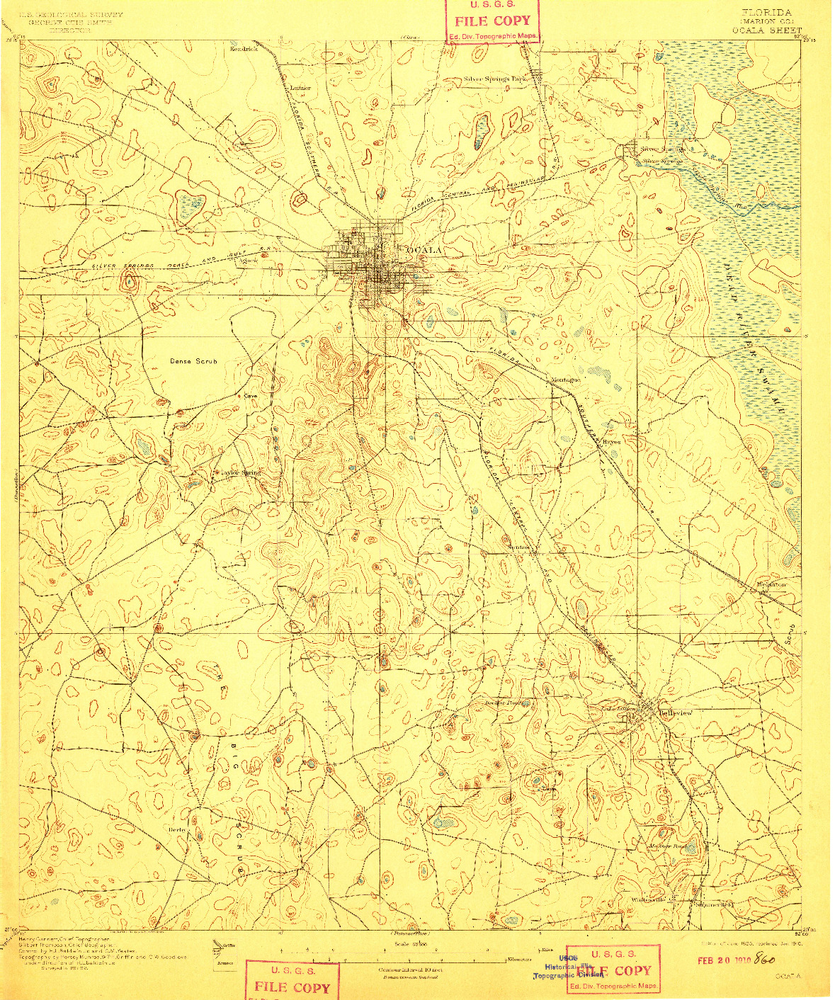 USGS 1:62500-SCALE QUADRANGLE FOR OCALA, FL 1895