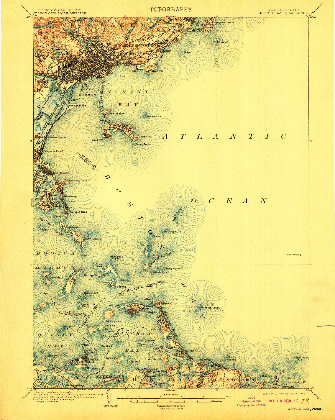 USGS 1:62500-SCALE QUADRANGLE FOR BOSTON BAY, MA 1903