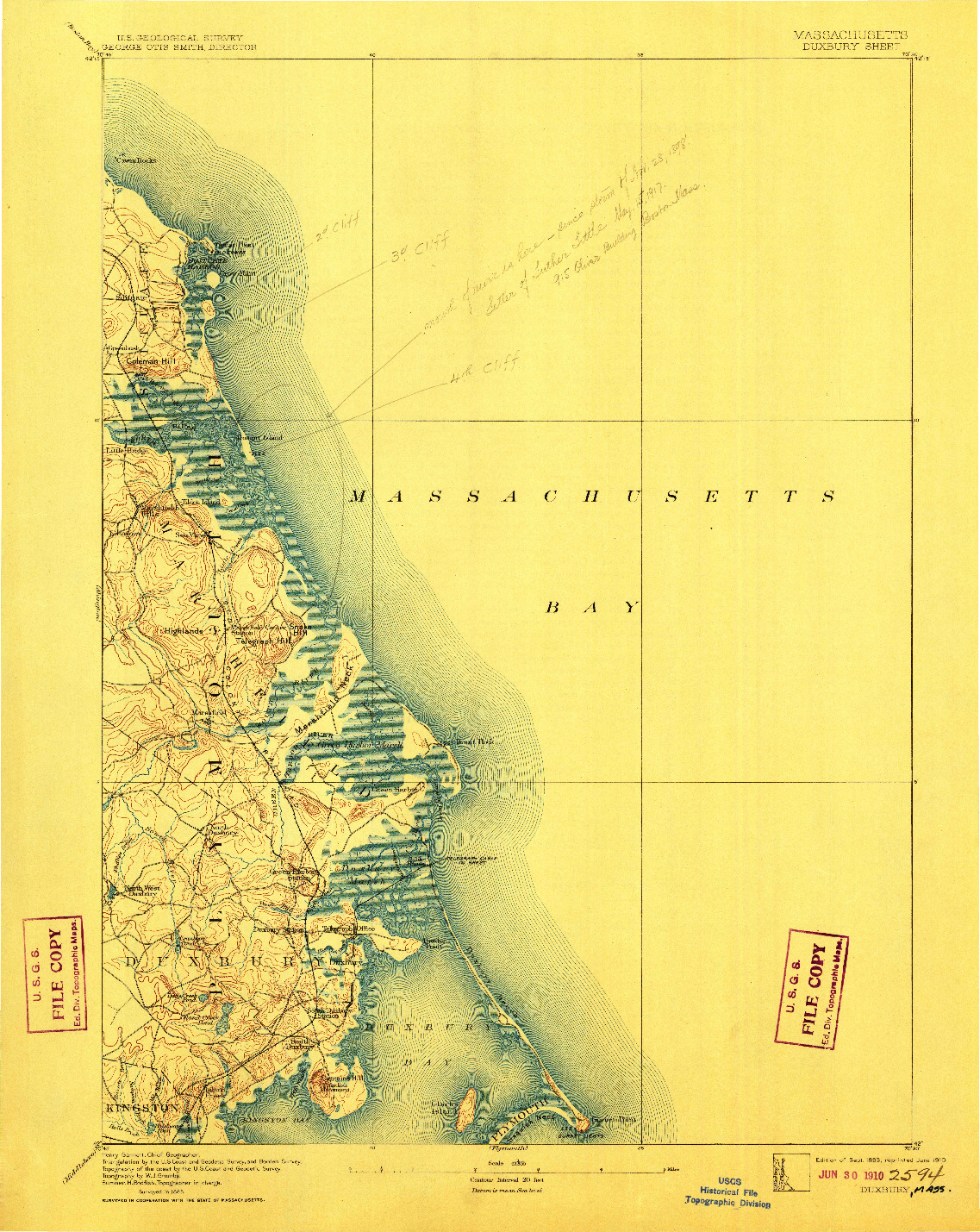 USGS 1:62500-SCALE QUADRANGLE FOR DUXBURY, MA 1893