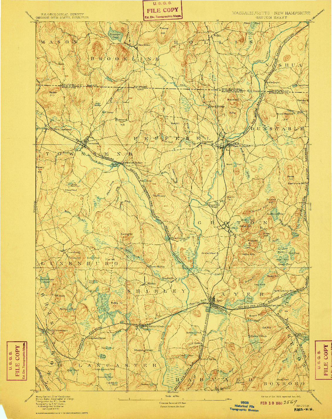 USGS 1:62500-SCALE QUADRANGLE FOR GROTON, MA 1893